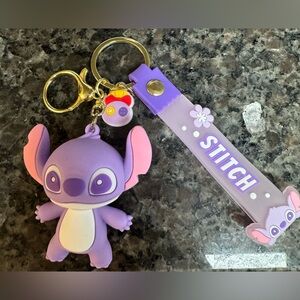 Disney Theme Purple Stitch Keychain, Brand New